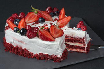 Birthday cake with strawberries
