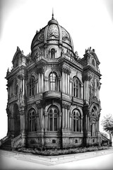 Intricate pen and ink drawing of an architectural masterpiece --- Masterpiece in Ink - Midjourney AI generative