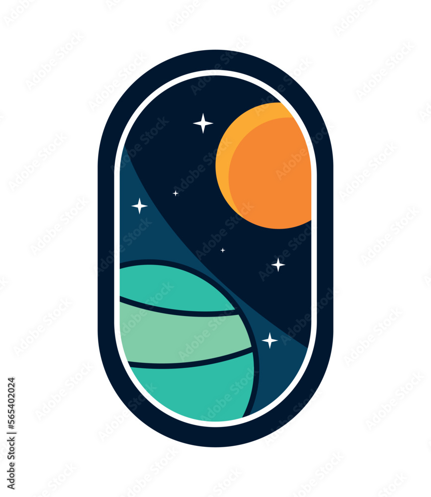 Wall mural planets space badge