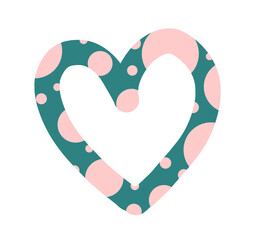 Element for web design template. Green heart with pink spots, PNG pattern.