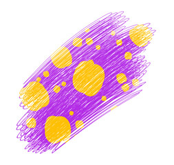 Element for web design template. Violet sticker with orange spots, PNG pattern