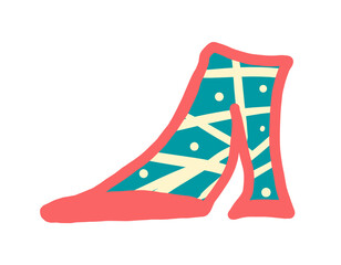 Drawn design element - shoes, boots, boots with trendy print. PNG pattern.