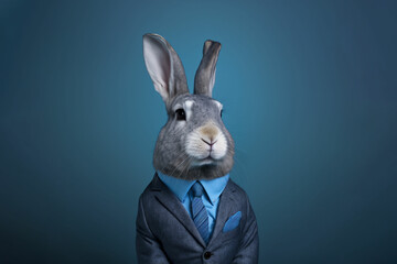 Portrait of a Rabbit dressed in a formal business suit,