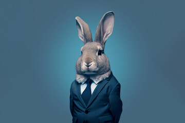 Portrait of a Rabbit dressed in a formal business suit,