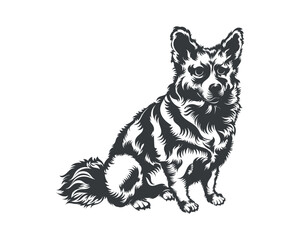 Cardigan Corgi Dog Vector illustration silhouette for t-shirt, logo, badges on White background