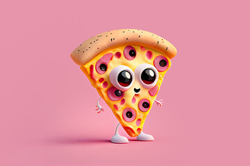 illustration of an adorable animated pizza slice