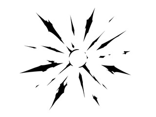 爆発_攻撃の衝撃のエフェクトのフレーム_シルエット