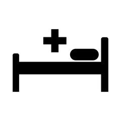 Fototapeta premium Hospital bed with medical cross and pillow. 