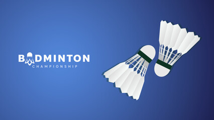 Badminton shuttlecock on blue  background , badminton sports wallpaper with copy space  ,  illustration Vector EPS 10