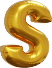 Gold foil alphabet letter S isolated. 3d rendering