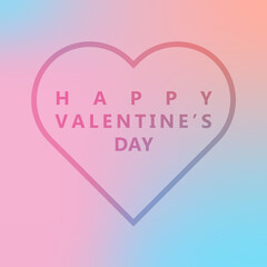 Happy Valentine's Day greeting card with title and heart frame on pink and blue background