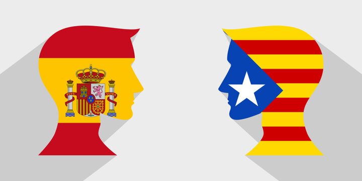 face to face concept. spian vs catalan. vector illustration