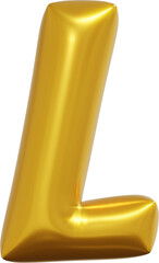 Gold foil alphabet letter L isolated. 3d rendering