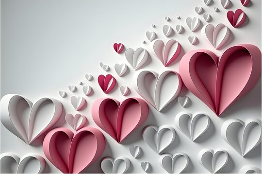 Hearts pink background for valentines day concept.Ai generated