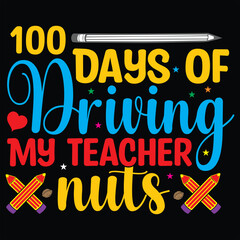 100 days of school lettering typography t shirt design or Calligraphic 100 days of school background