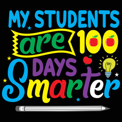 Obraz premium 100 days of school lettering typography t shirt design or Calligraphic 100 days of school background