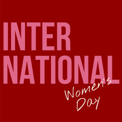 International Women's Day illustration card with red background