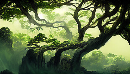 Forest landscape created with Generative AI technology
