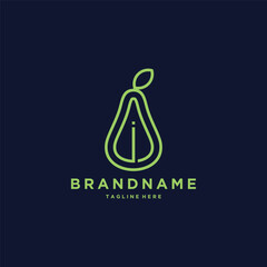 Abstract initial letter i avocado shape logo design template