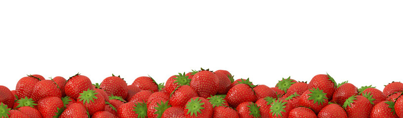 Fruit and healthy food concept. Strawberry isolated on  transparent background. 3d rendering illustration. PNG format