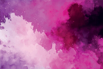 Watercolor Background. Vivid Magenta Pantone. Backdrop with aquarelle effect. Vector illustration. Textured Paint splash. Ethereal template screen. 