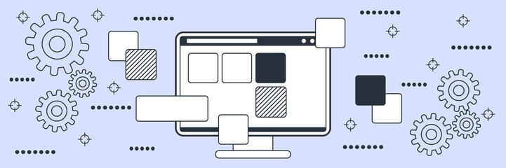 Application development, GUI construction flat contour style vector concept illustration