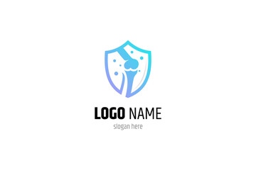 orthopedic bone icon logo in shield design