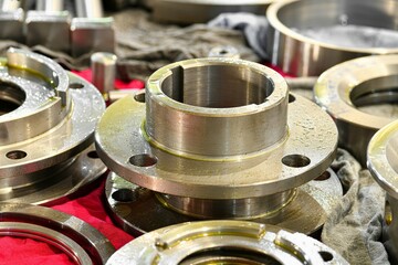 Metal flanges for conservation oiled in stock.