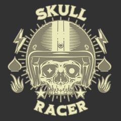 Skull Racer Vector Art Illustration