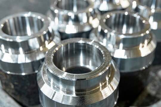 Cylindrical parts in stock manufactured on a cnc lathe.