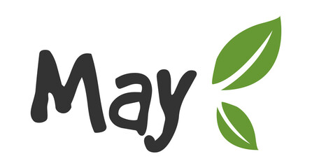 May spring word on white background. Hand drawn Calligraphy lettering Vector illustration	