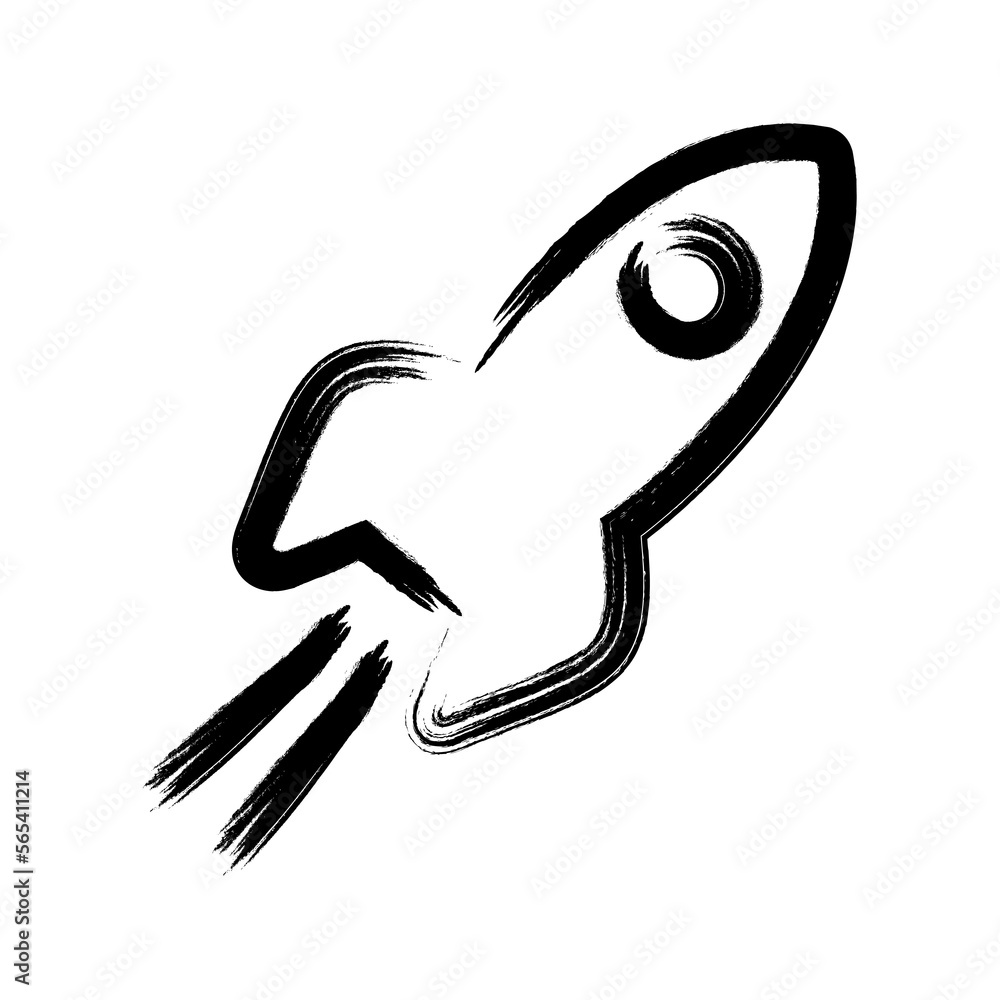 Sticker brush stroke hand drawn png image with transparent background business icon startup rocket success