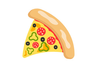 Vector pepperoni pizza slice. Fast food Illustration