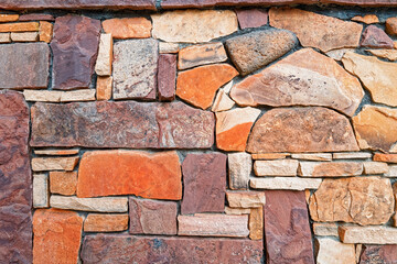 The abstract texture of a decorative exterior stone wall