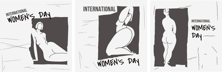 Pack of silhouette of a woman illustration for International Women's Day