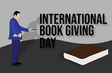 international book giving day template vector