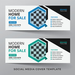 Real estate and home apartment social media cover template design with social media banner