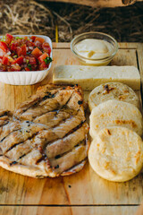 grilled meat with vegetables