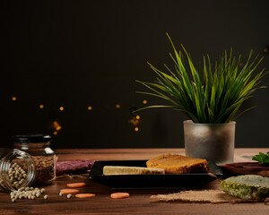 vegetarian beet, chickpea and soybean burgers