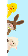 Küken, Osterhase & Schaf Banner Vertikal Himmel