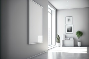 Modern bright interior with empty frame