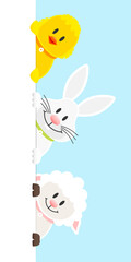 Küken, Osterhase & Schaf Banner Vertikal Himmel