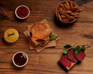 vegetarian beet, chickpea and soybean burgers