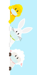 Küken, Osterhase & Schaf Maske Banner Vertikal Himmel