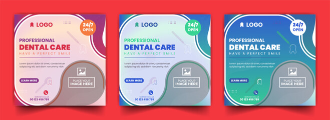 Medical social media post Layout | Dental service poster design | Editable vector