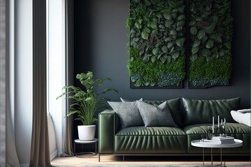 Vertical Green Wall in modern living room interior