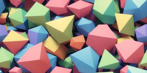 Seamless geometric 3d background with parametric shapes platonic hexagons, gradient background CGI abstract wallpaper design. 