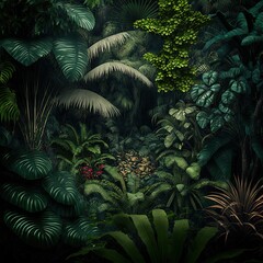 Fototapeta premium A dense tropical rainforest. 