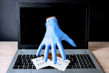 Theft of data, information from a computer. Phishing attack, internet fraud.