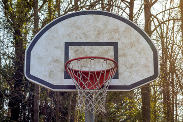 Un panier de basket-ball vu de face